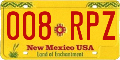 NM license plate 008RPZ