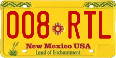 NM license plate 008RTL