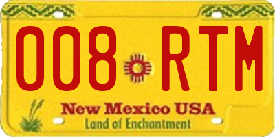 NM license plate 008RTM