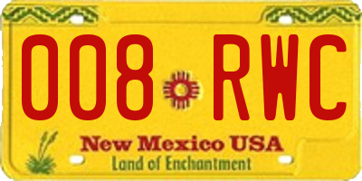 NM license plate 008RWC