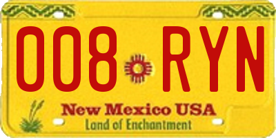 NM license plate 008RYN