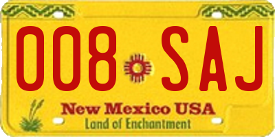 NM license plate 008SAJ