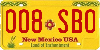 NM license plate 008SBO