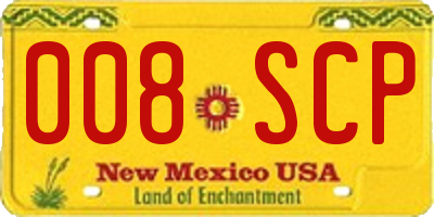 NM license plate 008SCP