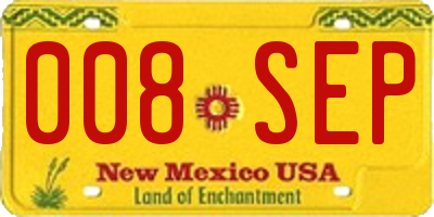 NM license plate 008SEP
