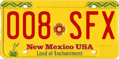 NM license plate 008SFX