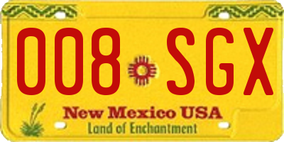 NM license plate 008SGX