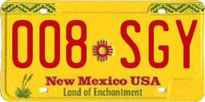 NM license plate 008SGY
