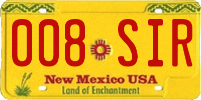 NM license plate 008SIR