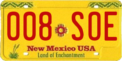 NM license plate 008SOE