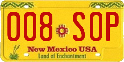 NM license plate 008SOP