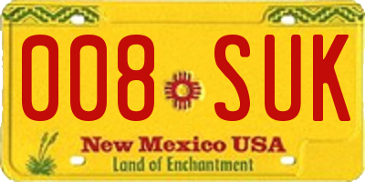 NM license plate 008SUK
