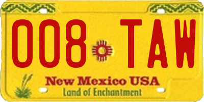NM license plate 008TAW
