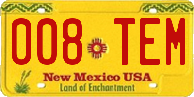 NM license plate 008TEM