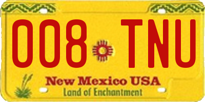 NM license plate 008TNU