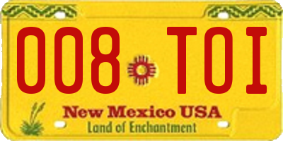 NM license plate 008TOI