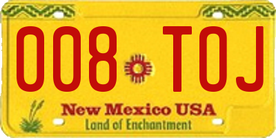 NM license plate 008TOJ