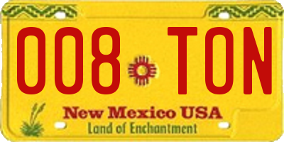 NM license plate 008TON