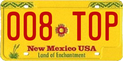 NM license plate 008TOP