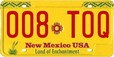 NM license plate 008TOQ
