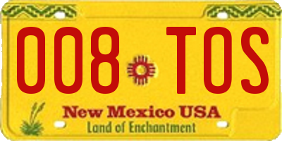 NM license plate 008TOS