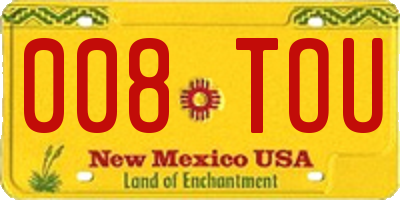 NM license plate 008TOU