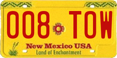 NM license plate 008TOW