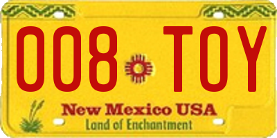 NM license plate 008TOY