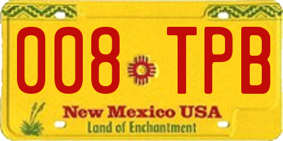 NM license plate 008TPB