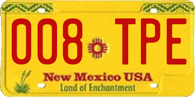 NM license plate 008TPE