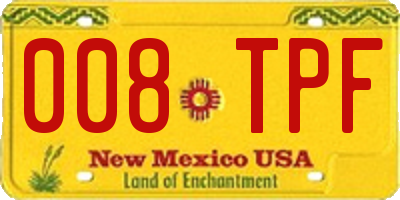 NM license plate 008TPF