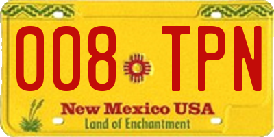 NM license plate 008TPN