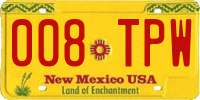 NM license plate 008TPW