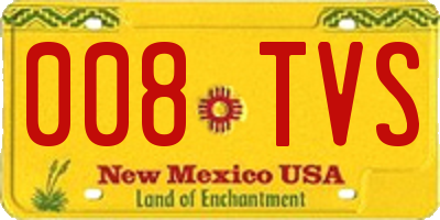 NM license plate 008TVS