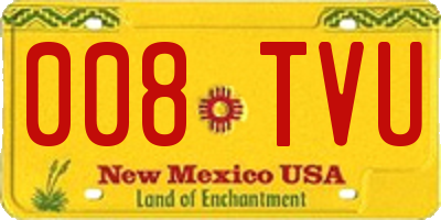 NM license plate 008TVU