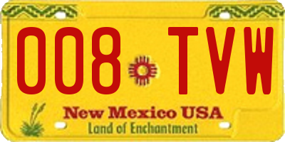 NM license plate 008TVW