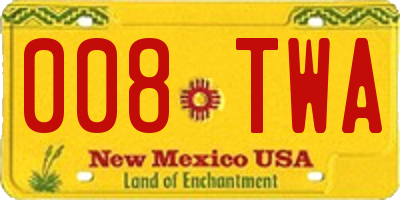 NM license plate 008TWA