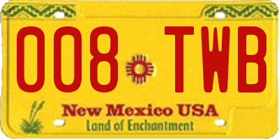 NM license plate 008TWB