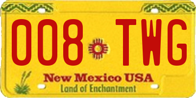 NM license plate 008TWG
