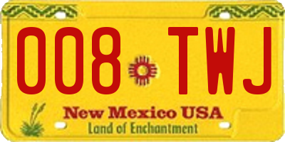 NM license plate 008TWJ