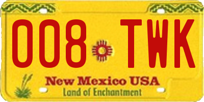 NM license plate 008TWK