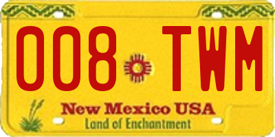NM license plate 008TWM