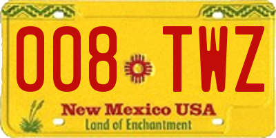 NM license plate 008TWZ
