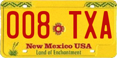 NM license plate 008TXA