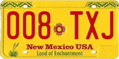 NM license plate 008TXJ