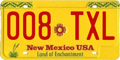 NM license plate 008TXL