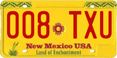 NM license plate 008TXU