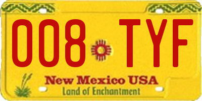 NM license plate 008TYF
