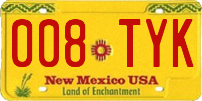 NM license plate 008TYK