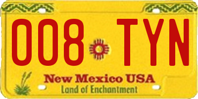NM license plate 008TYN